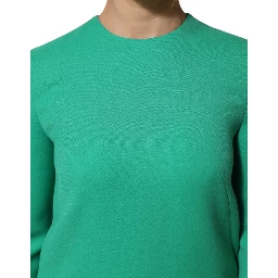 Green Viscose Acetate Mini Long Sleeve Dress