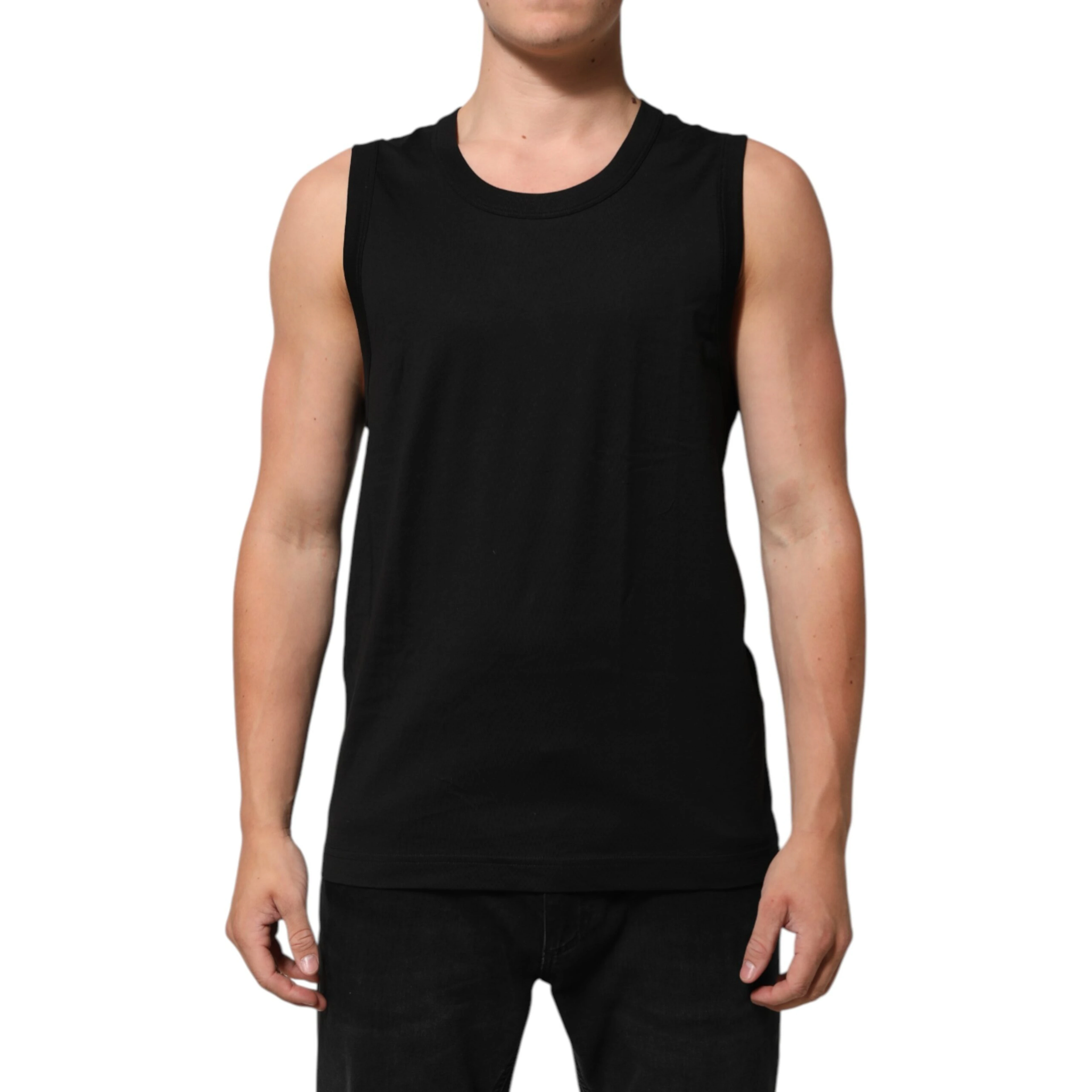 Black Cotton Sleeveless Underwear Men Tank Top