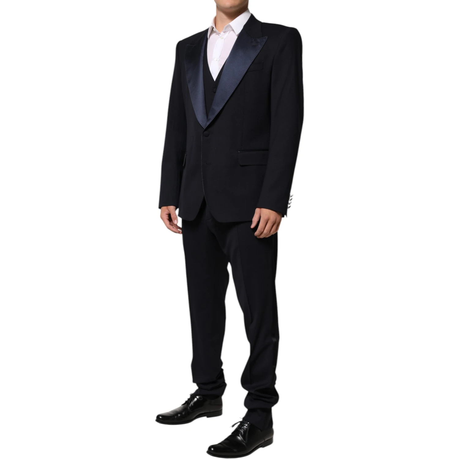 Black 3 Piece Wool Silk Blend Suit SICILIA