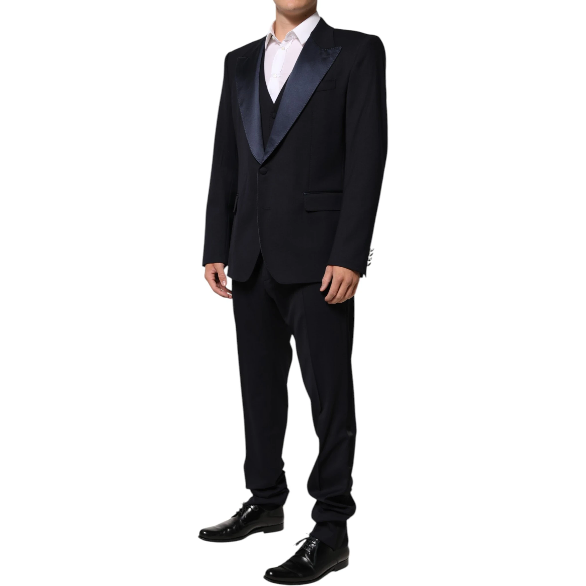 Black 3 Piece Wool Silk Blend Suit SICILIA