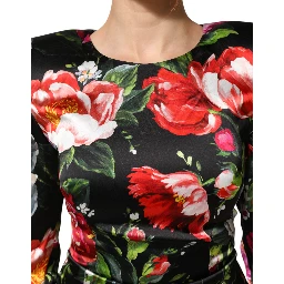 Black Floral Fiori Pittorici Mini Bodycon Dress