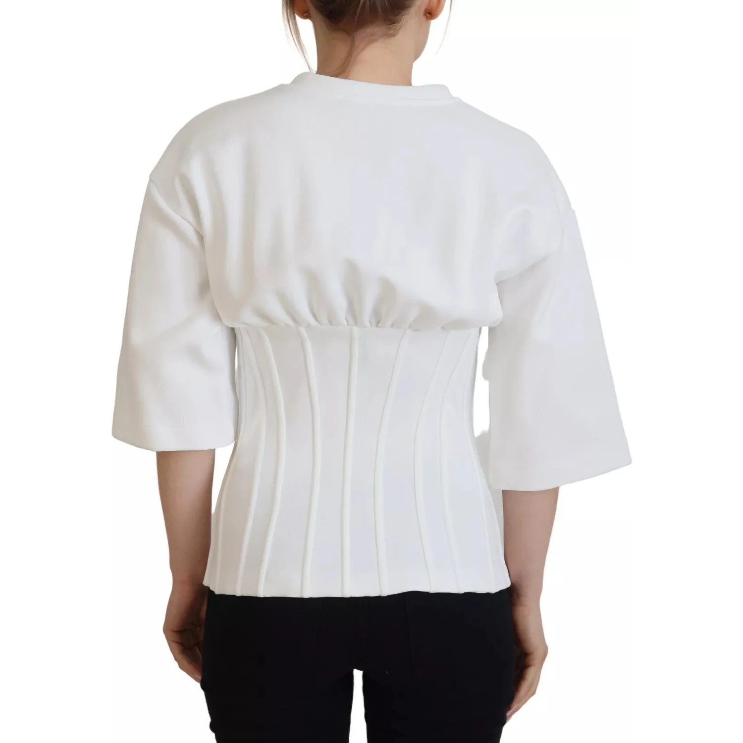 White Cotton Corset Stretch Top T-shirt