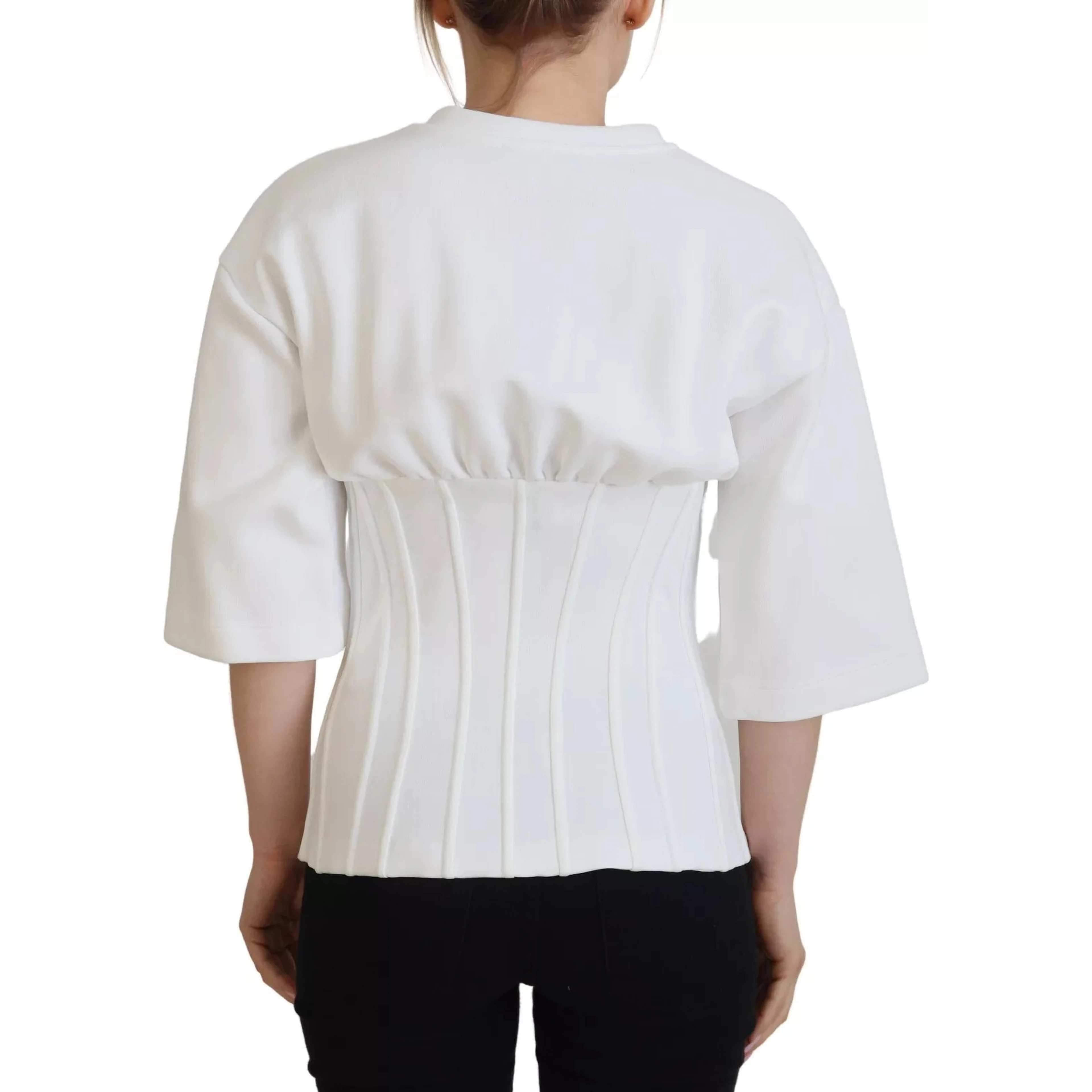 White Cotton Corset Stretch Top T-shirt