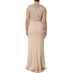 Nude Ecru Beaded Crystal Embellished Dress