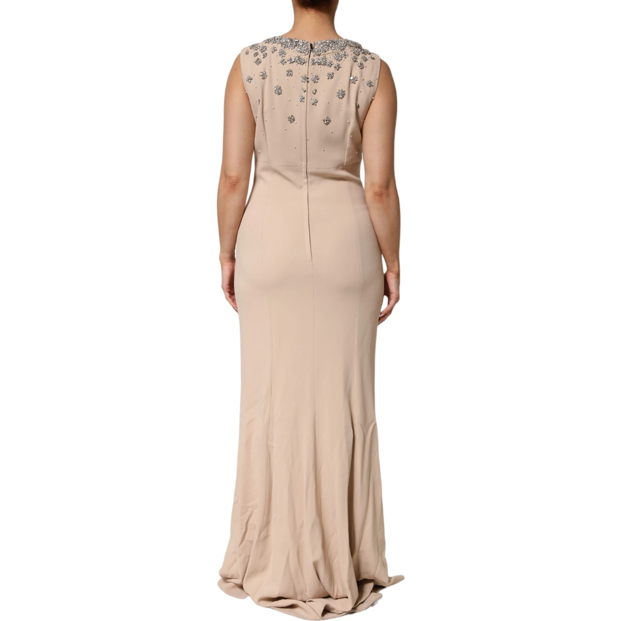 Nude Ecru Beaded Crystal Embellished Dress