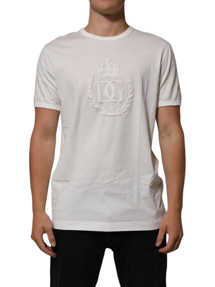 White Cotton DG Crown Embossed Men T-shirt alternative