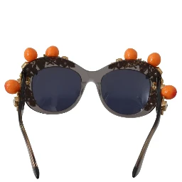 DG4283B Acetate Crystals Orange Appliques Sunglasses