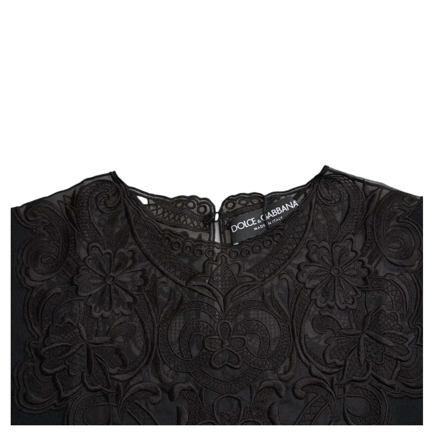 Black Silk Lace Trim Long Sleeves Blouse Top