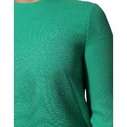 Green Viscose Acetate Mini Long Sleeve Dress