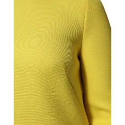 Yellow Viscose Acetate Mini Long Sleeve Dress
