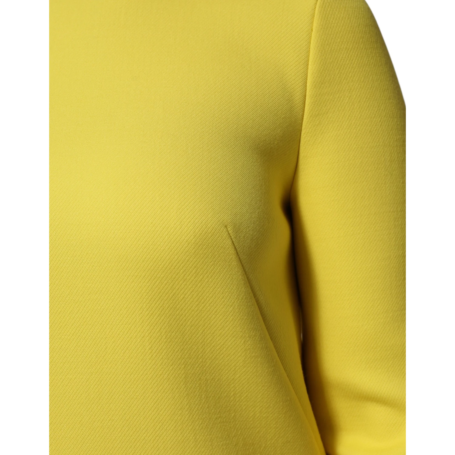 Yellow Viscose Acetate Mini Long Sleeve Dress