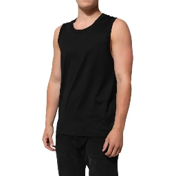 Black Cotton Sleeveless Underwear Men Tank Top
