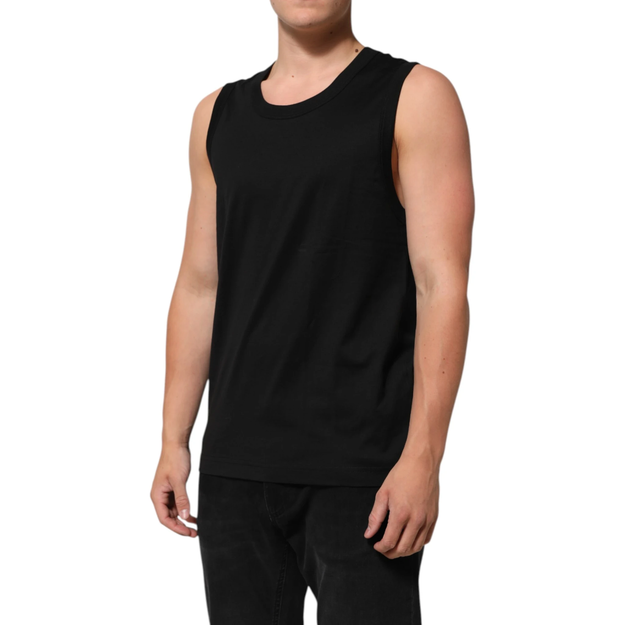 Black Cotton Sleeveless Underwear Men Tank Top