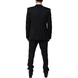 Black 3 Piece Wool Silk Blend Suit SICILIA
