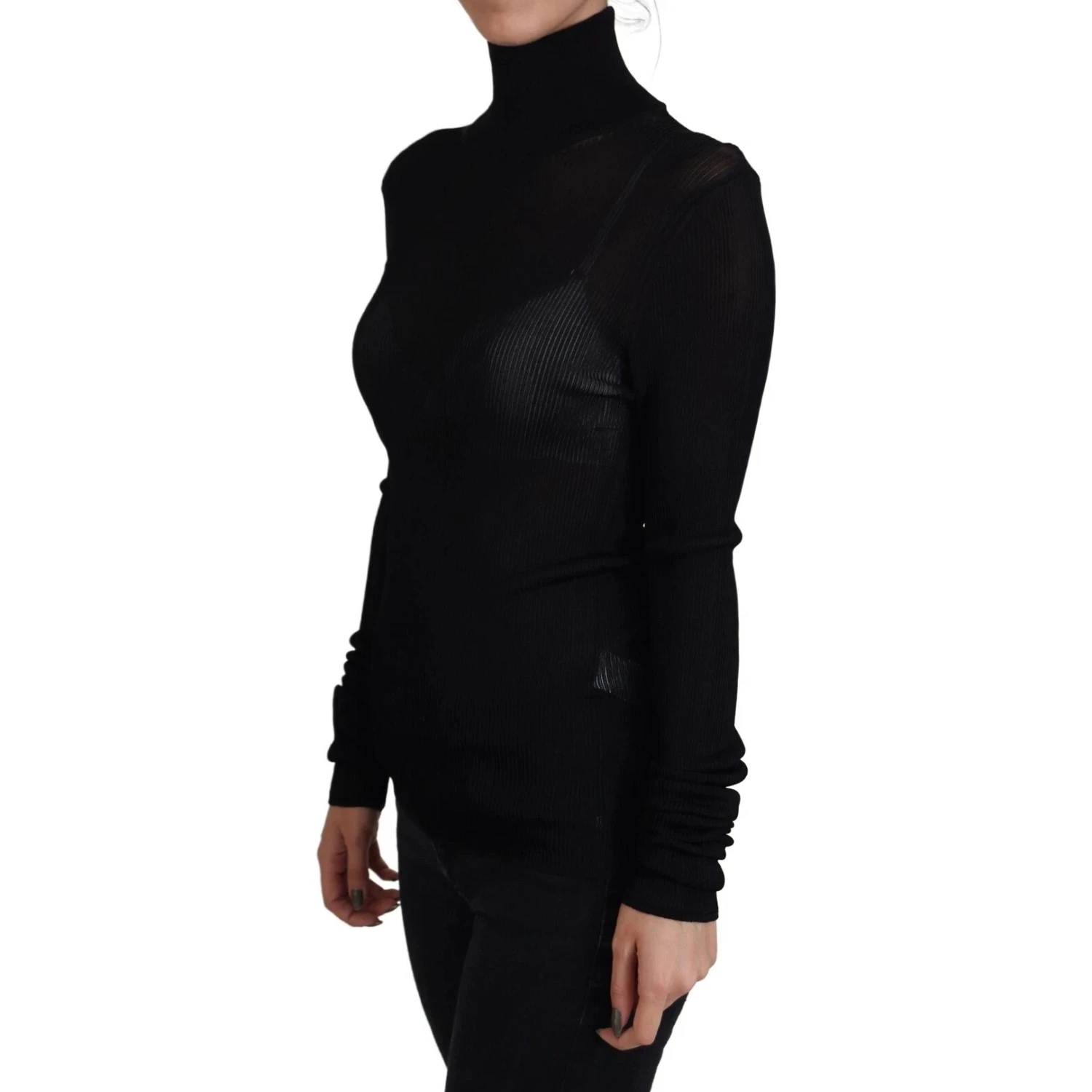 Black Turtleneck Slim Fit Pullover Sweater