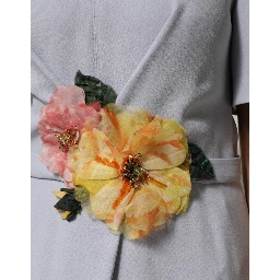 Light Blue Viscose Blend Floral Applique Dress
