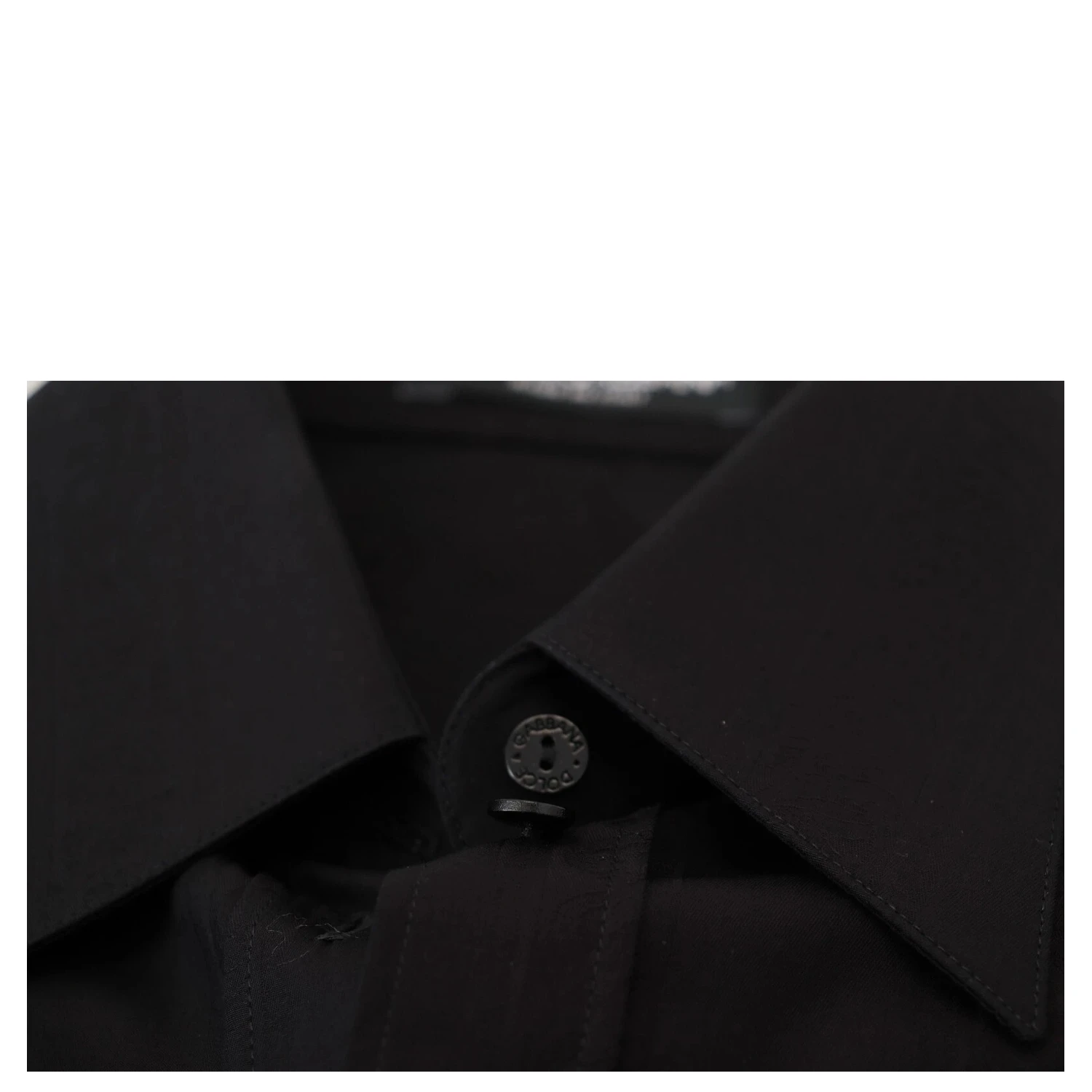 Black Cotton Collared Long Sleeves Shirt