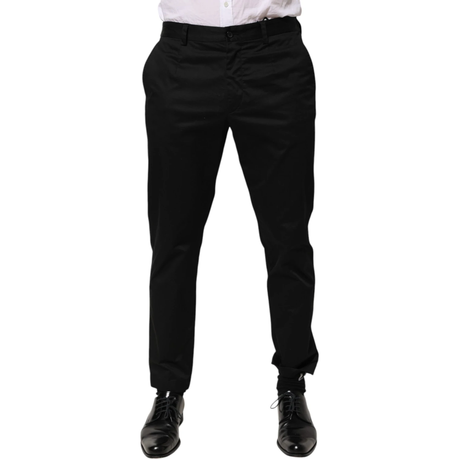 Black Cotton Tapered Men Formal Trousers Pants