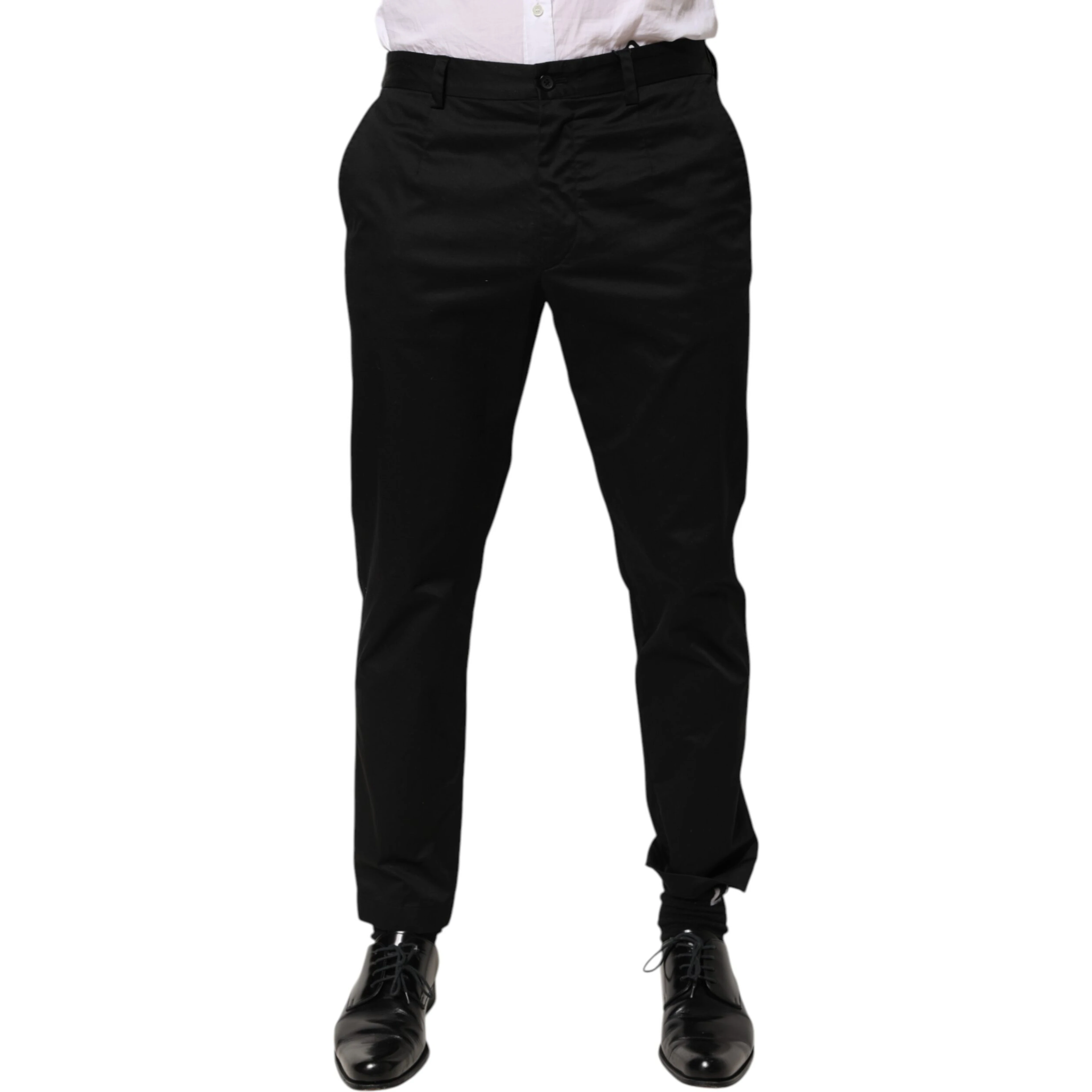 Black Cotton Tapered Men Formal Trousers Pants