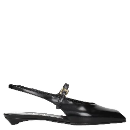 Black Leather Flat Sandals