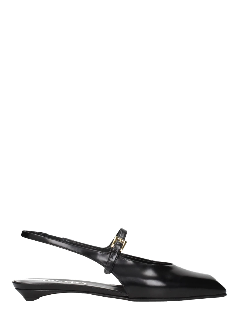 Black Leather Flat Sandals