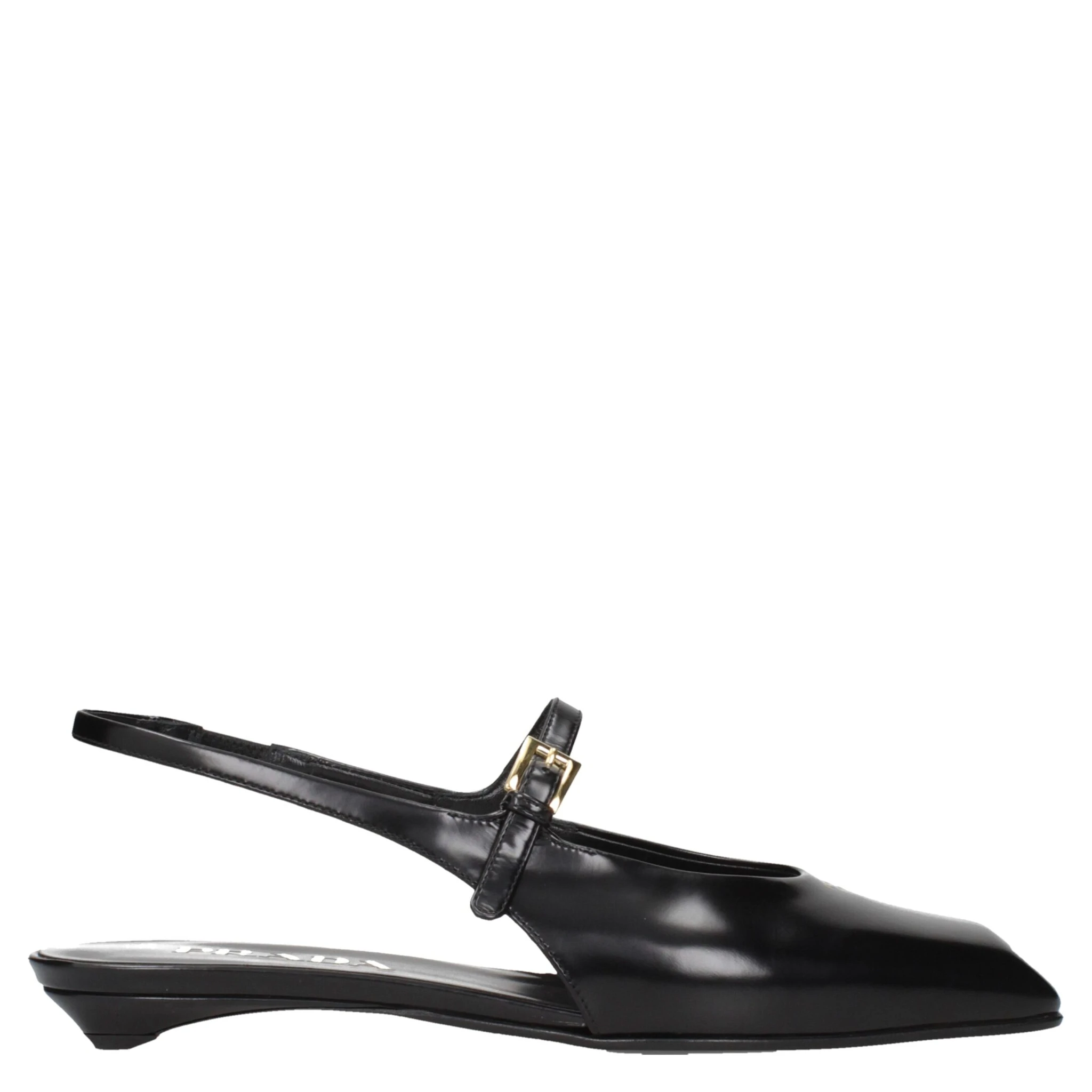 Black Leather Flat Sandals