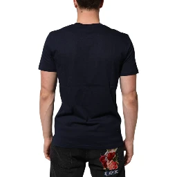 Dark Blue Cotton DG Logo Print Men’s Top T-shirt