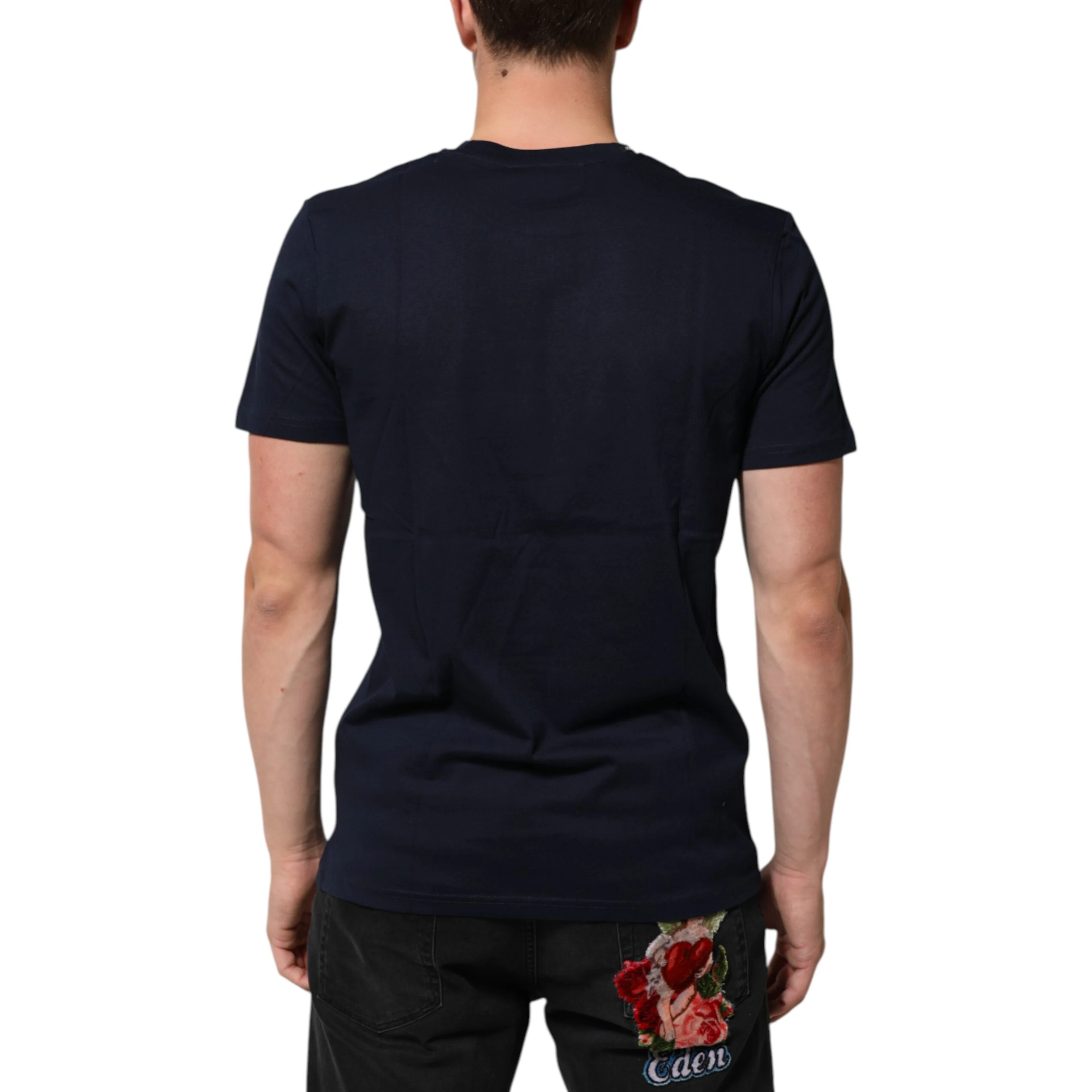 Dark Blue Cotton DG Logo Print Men’s Top T-shirt