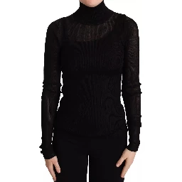 Black Turtleneck Form Fitting Pullover Sweater