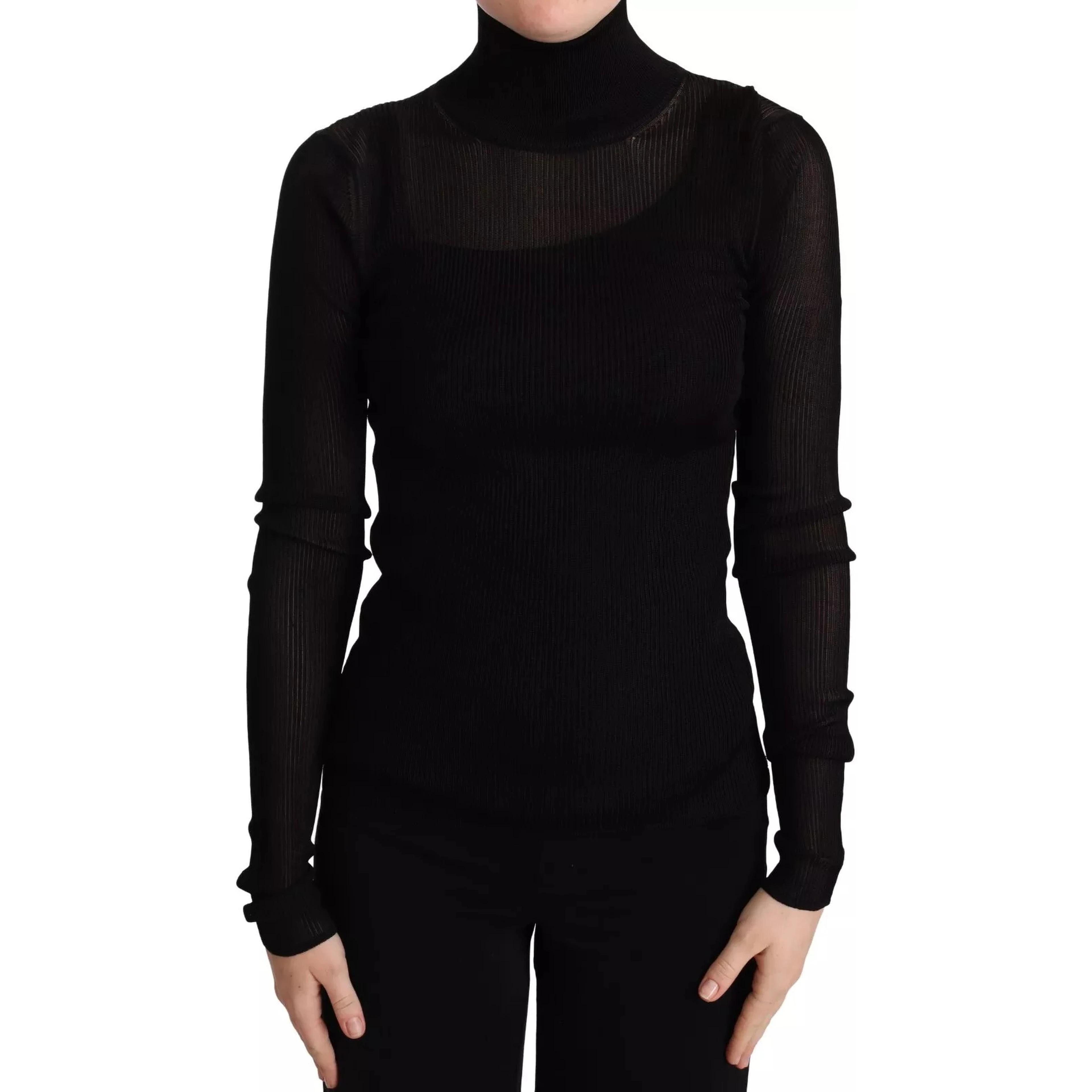 Black Turtleneck Form Fitting Pullover Sweater