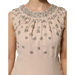 Nude Ecru Beaded Crystal Embellished Dress