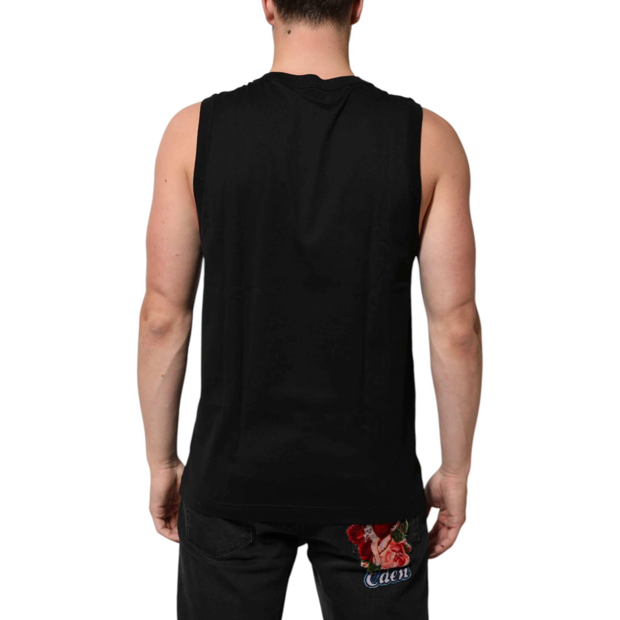 Black Cotton Sleeveless Underwear Men Tank Top