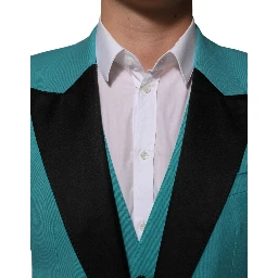 Cyan 3 Piece Wool Silk Blend Suit SICILIA