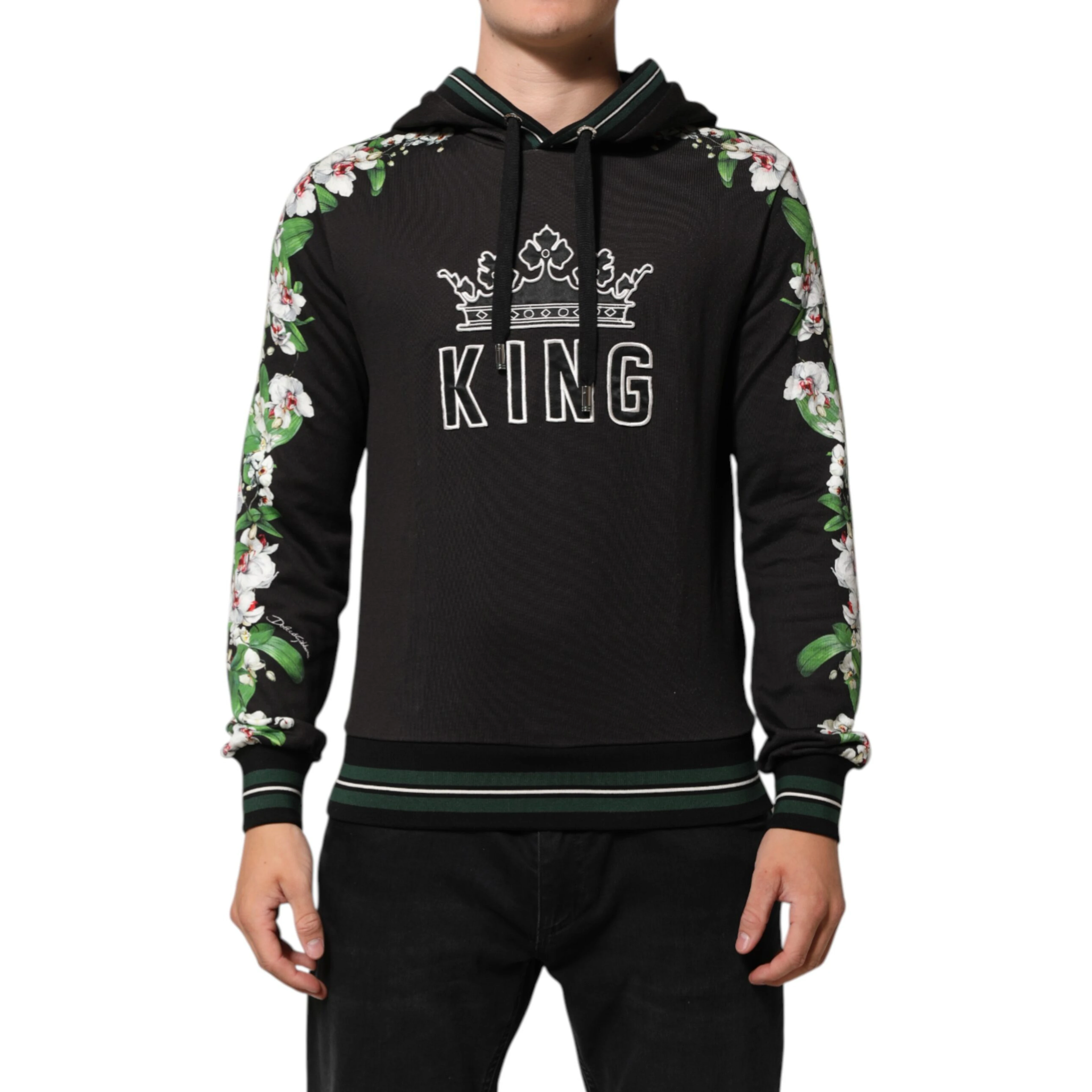 KING Black Orchid Floral Crown Logo Hoodie Sweater