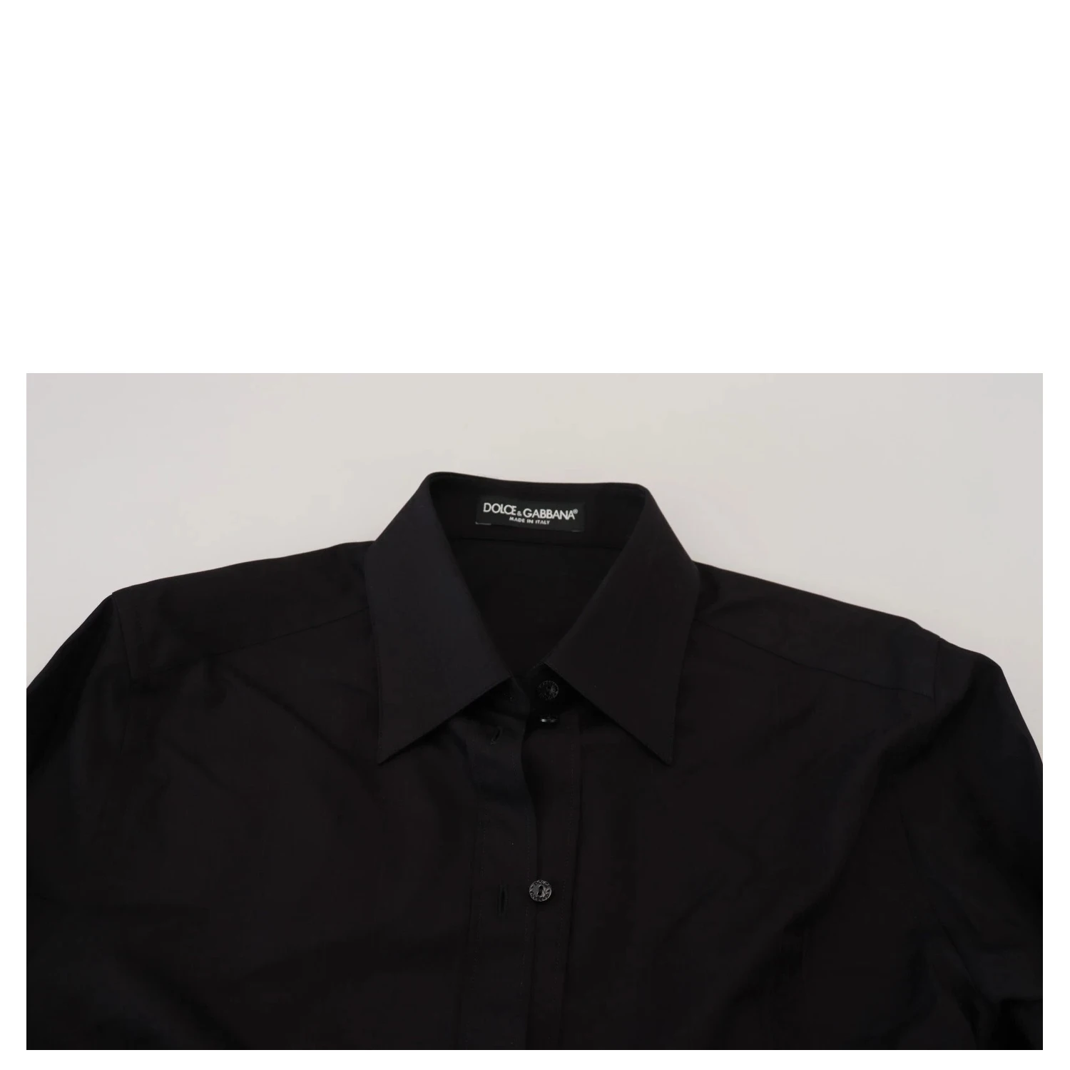 Black Cotton Collared Long Sleeves Shirt