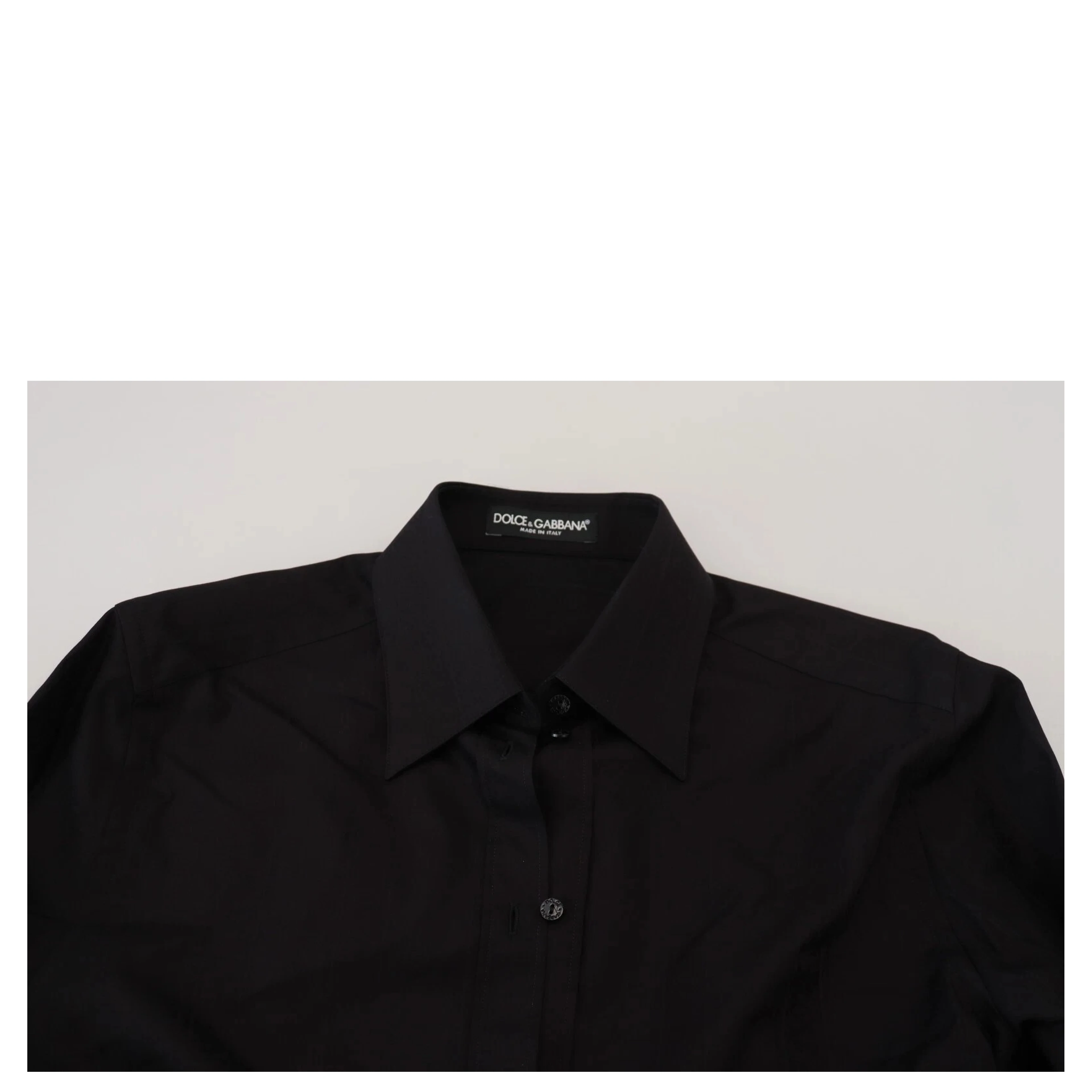 Black Cotton Collared Long Sleeves Shirt