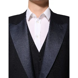 Black 3 Piece Wool Silk Blend Suit SICILIA