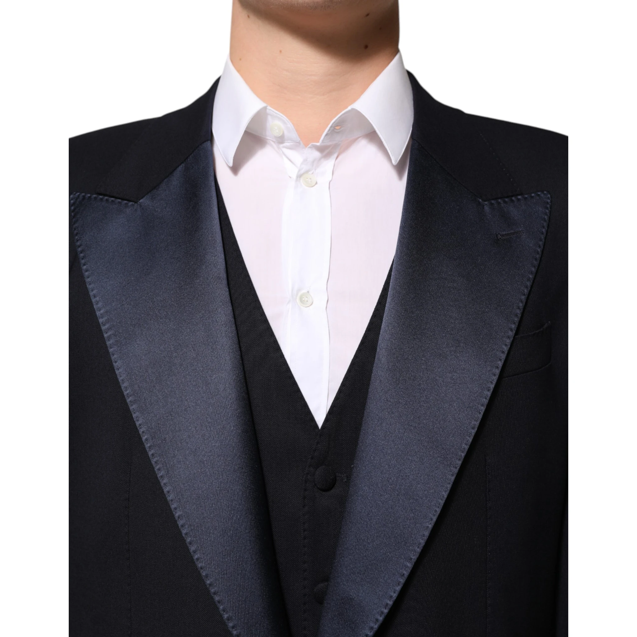 Black 3 Piece Wool Silk Blend Suit SICILIA