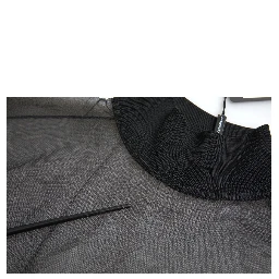 Black Mesh Turtleneck Sheer Blouse Top