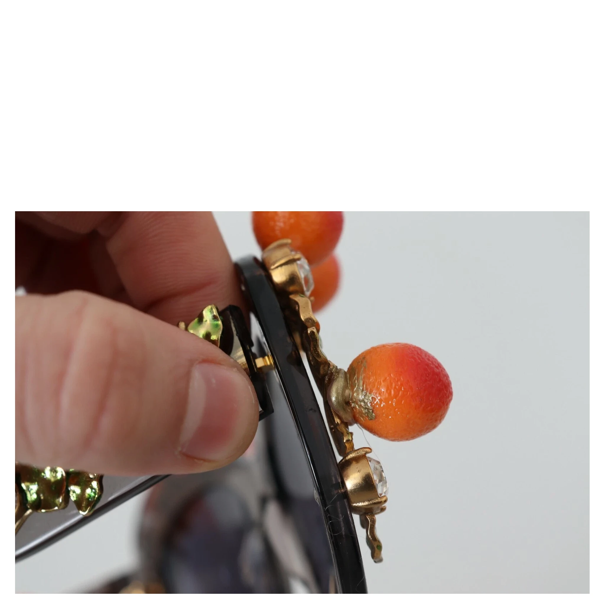 DG4283B Acetate Crystals Orange Appliques Sunglasses