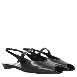 Black Leather Flat Sandals