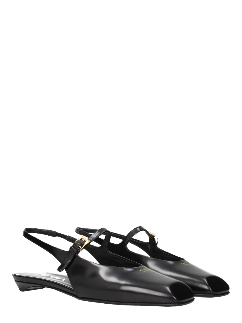 Black Leather Flat Sandals