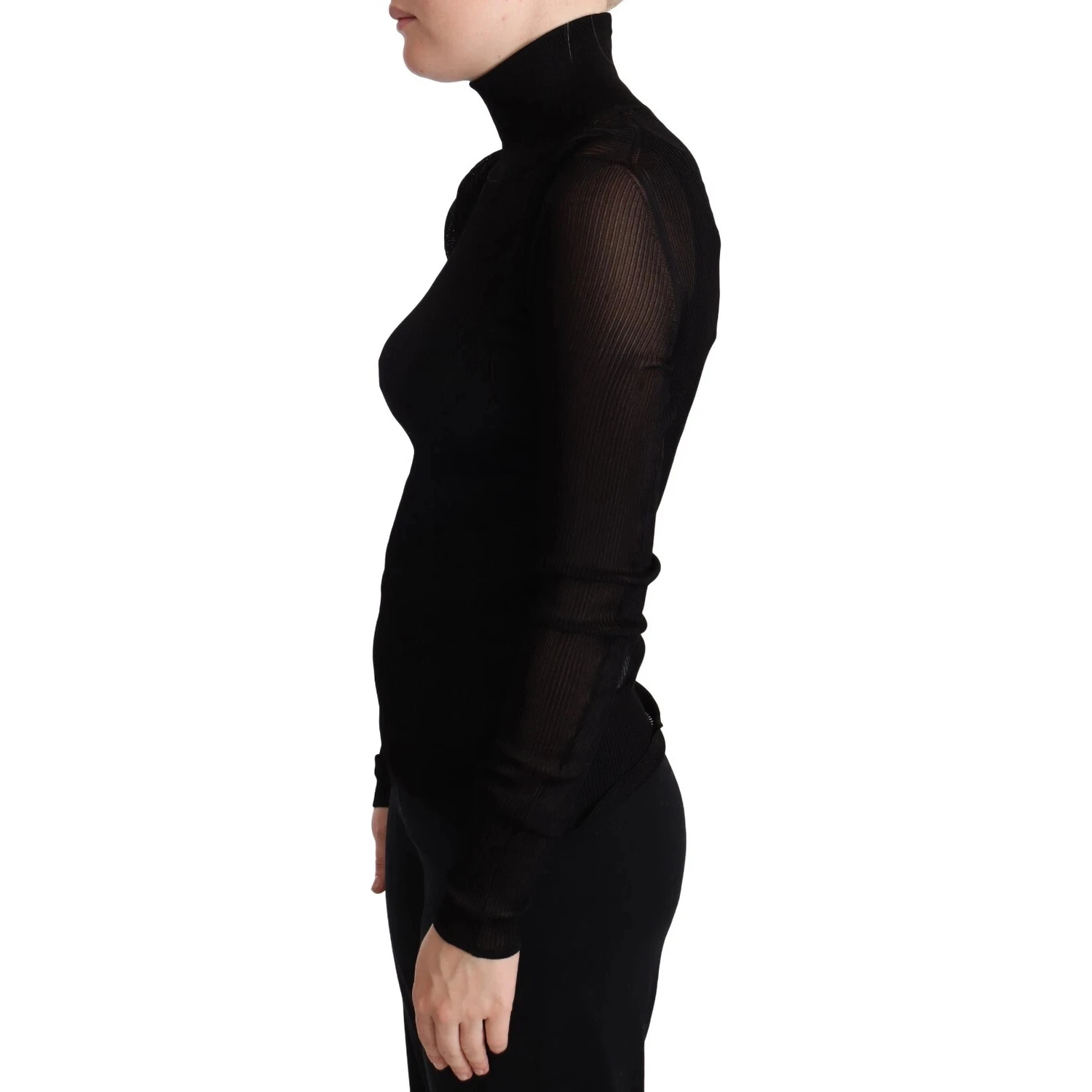Black Turtleneck Form Fitting Pullover Sweater