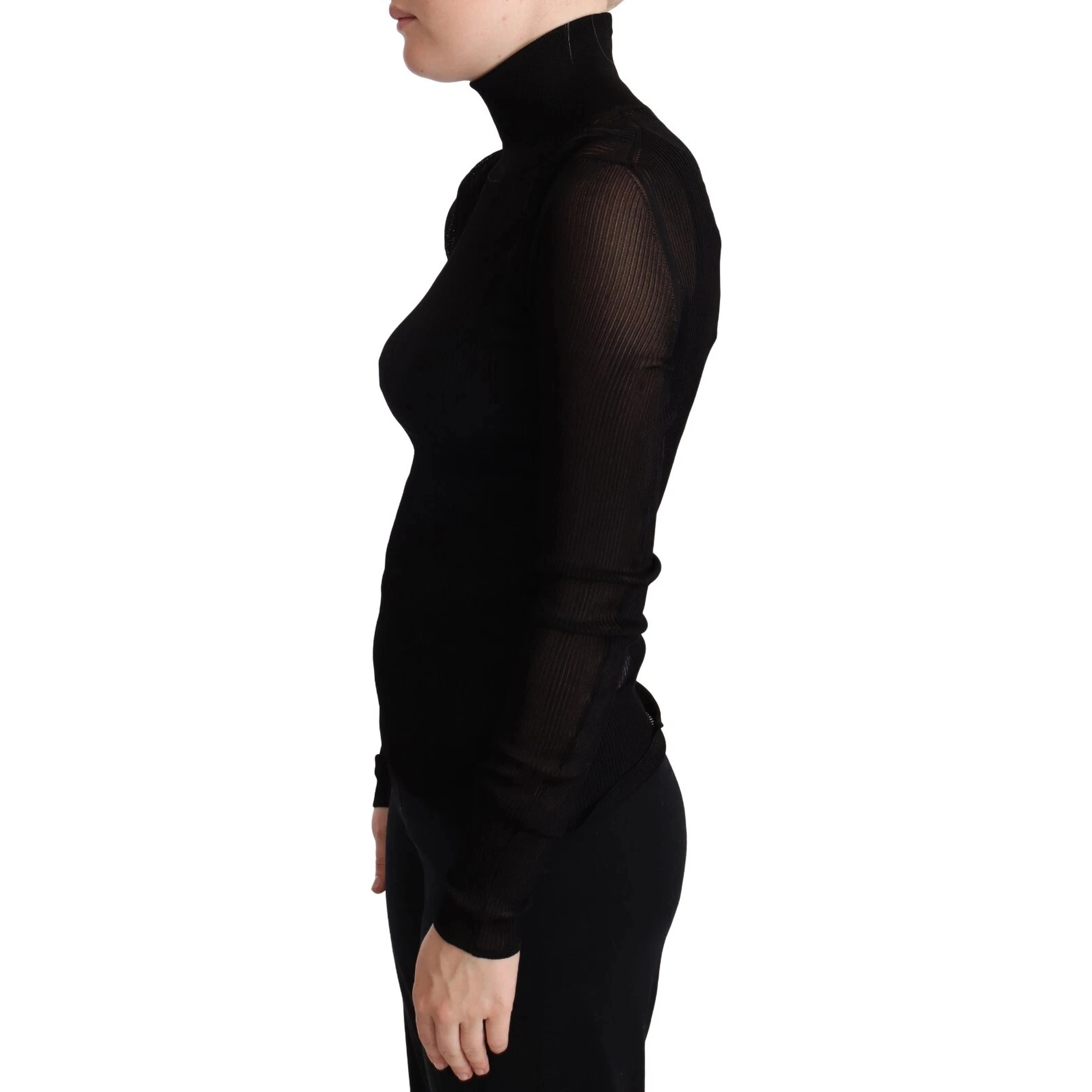 Black Turtleneck Form Fitting Pullover Sweater