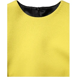 Yellow Viscose Acetate Mini Long Sleeve Dress
