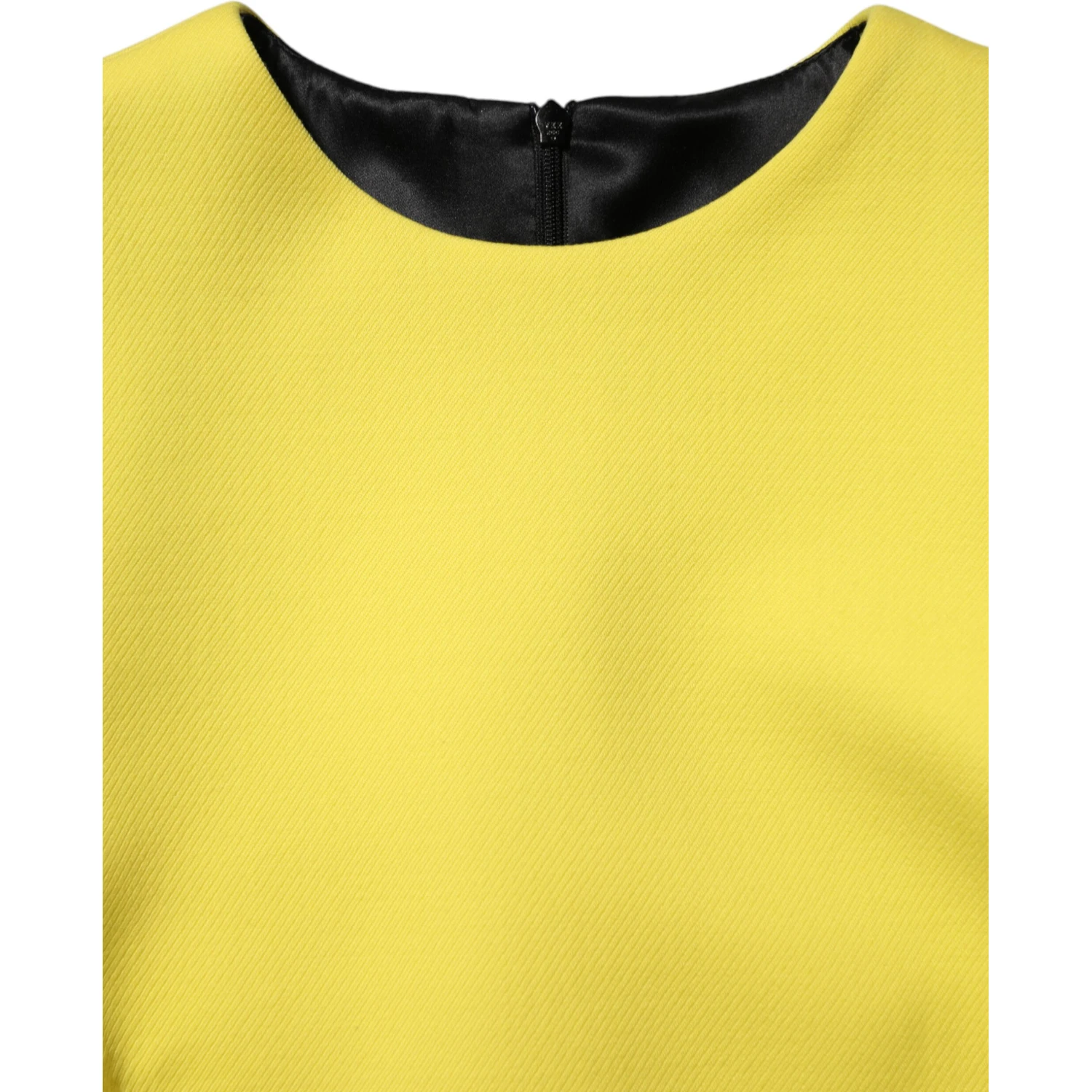 Yellow Viscose Acetate Mini Long Sleeve Dress