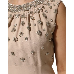 Nude Ecru Beaded Crystal Embellished Dress