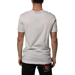 White Cotton DG Crown Embossed Men T-shirt