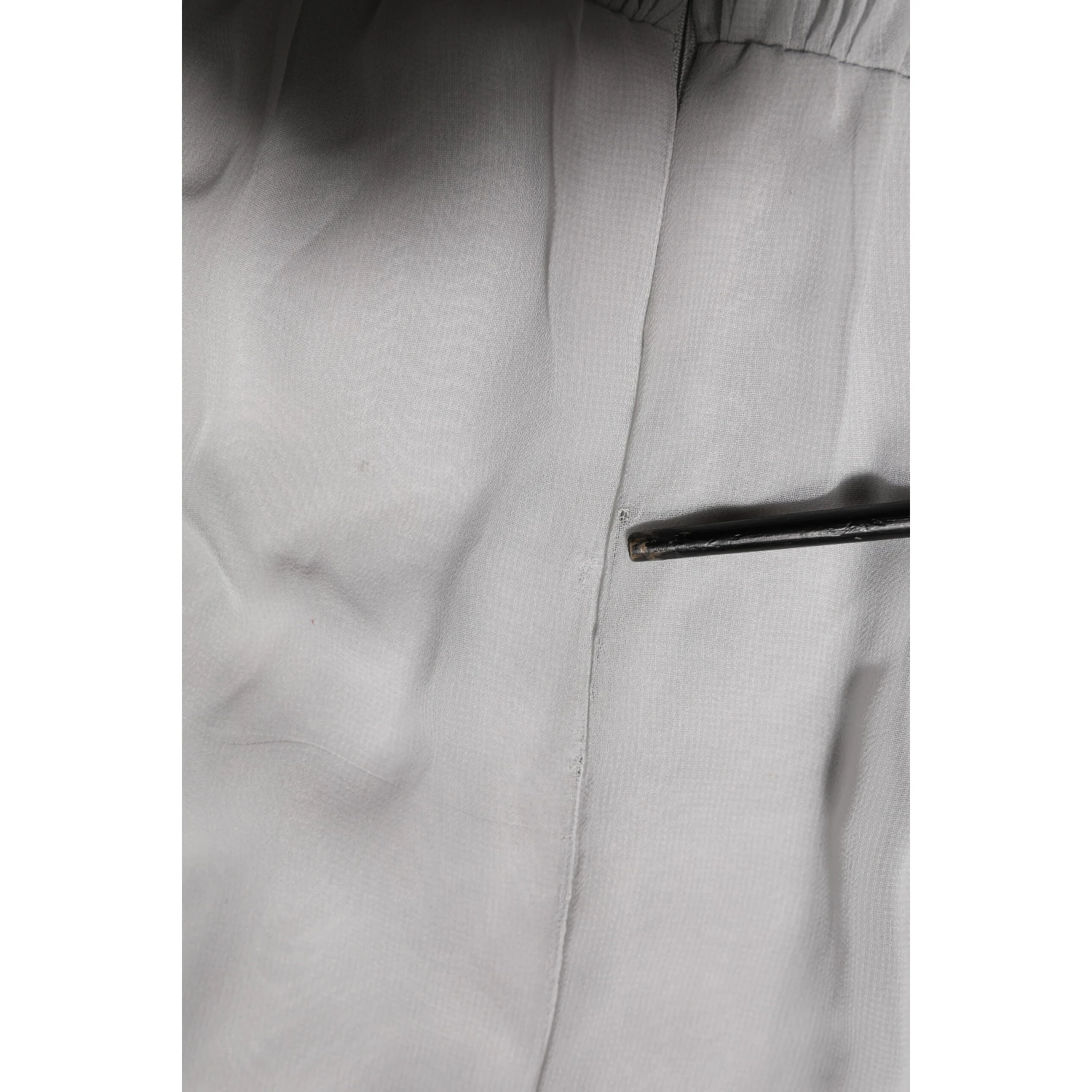 Grey Pleated Maxi Long Sleeve Silk Blend Gown Dress