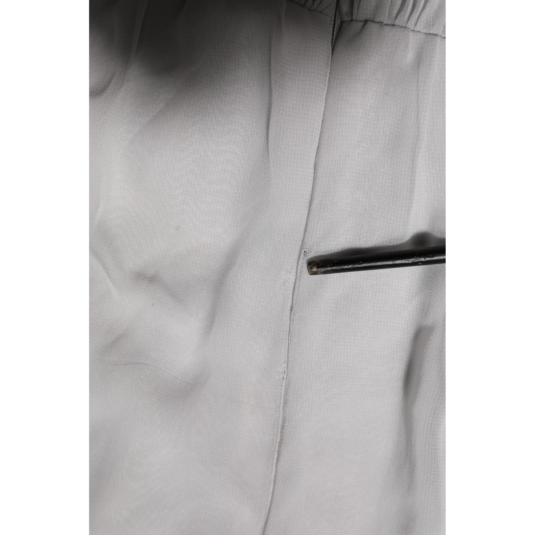Grey Pleated Maxi Long Sleeve Silk Blend Gown Dress